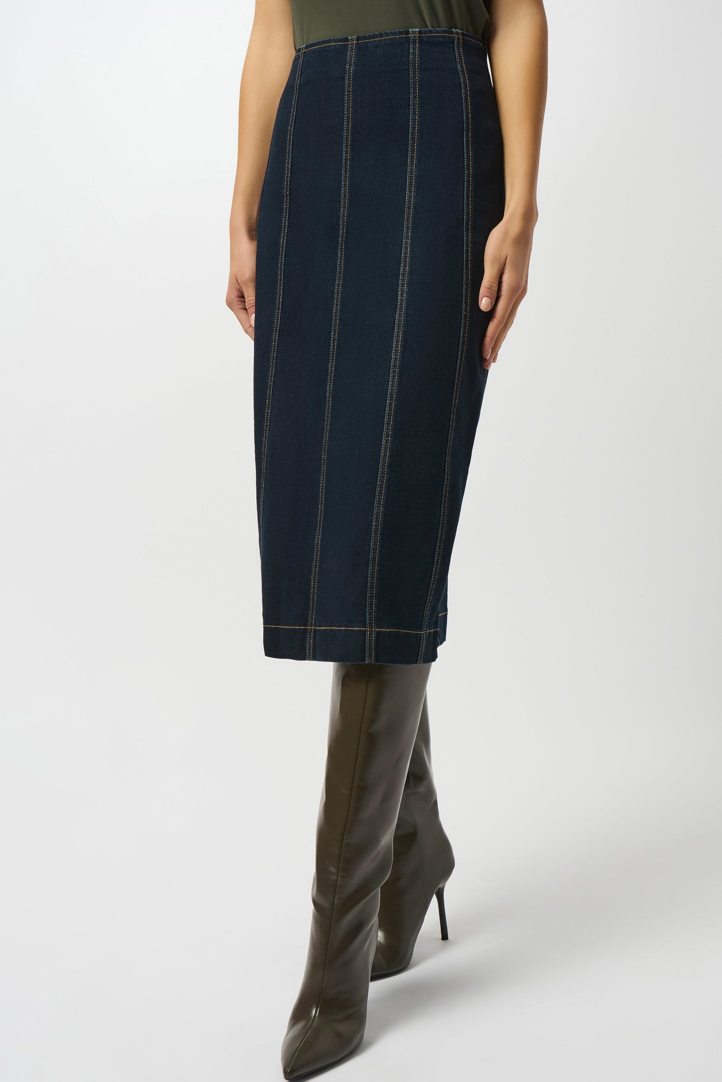 Joseph Ribkoff Stretch Denim Panelled Pencil Skirt 253996