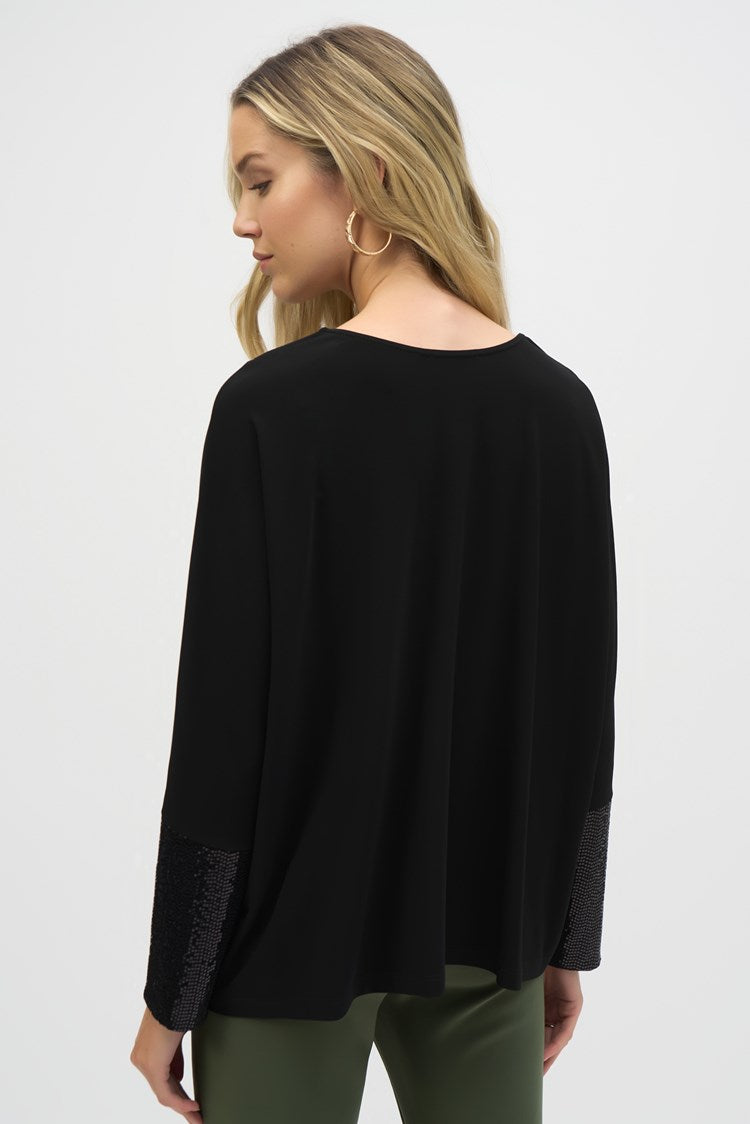 Joseph Ribkoff Silky Knit Boxy Top with Sequins Detail 244200