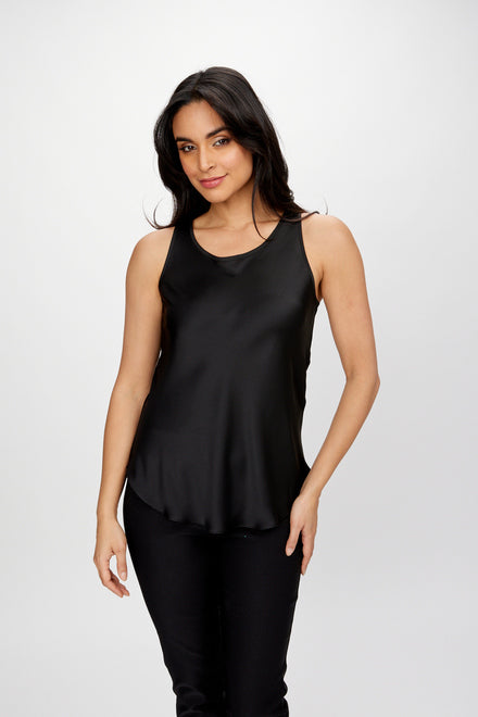 Joseph Ribkoff Satin Fit and Flare Sleeveless Top Black 241178