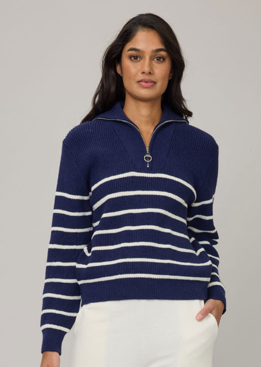 Pistache Comfort Rib Half Zip Sweater Navy