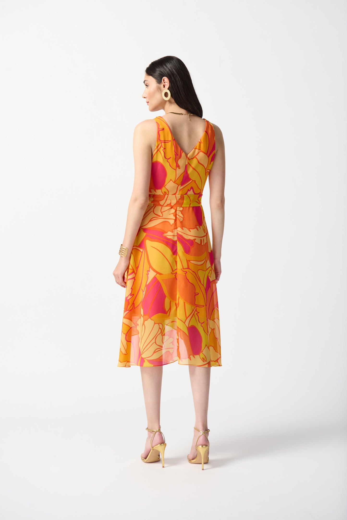 Joseph Ribkoff Chiffon Tropical Print Fit and Flare Dress 242015