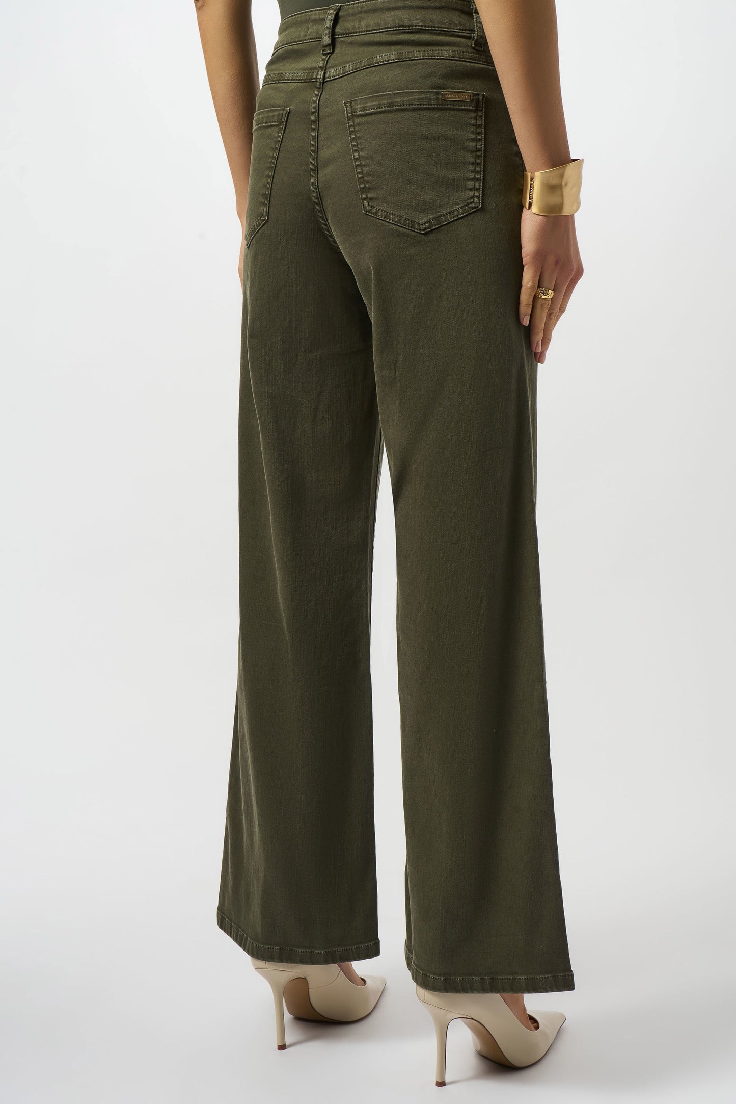 Joseph Ribkoff Goldie | Classic Wide-Leg Stretch Denim Jeans Avocado 253950