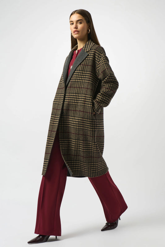 Joseph Ribkoff Wool Blend Plaid Double-Faced Coat 253946