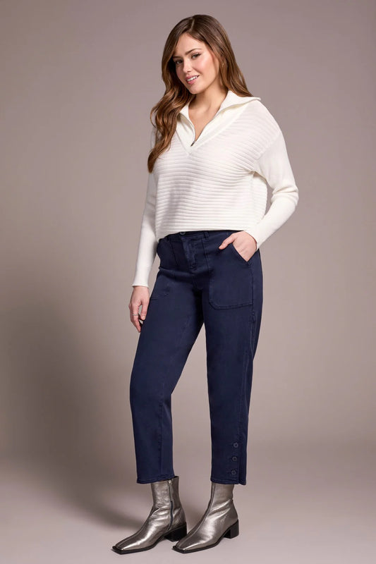 Tribal Twill Patch Pocket Crop Pants Sapphire