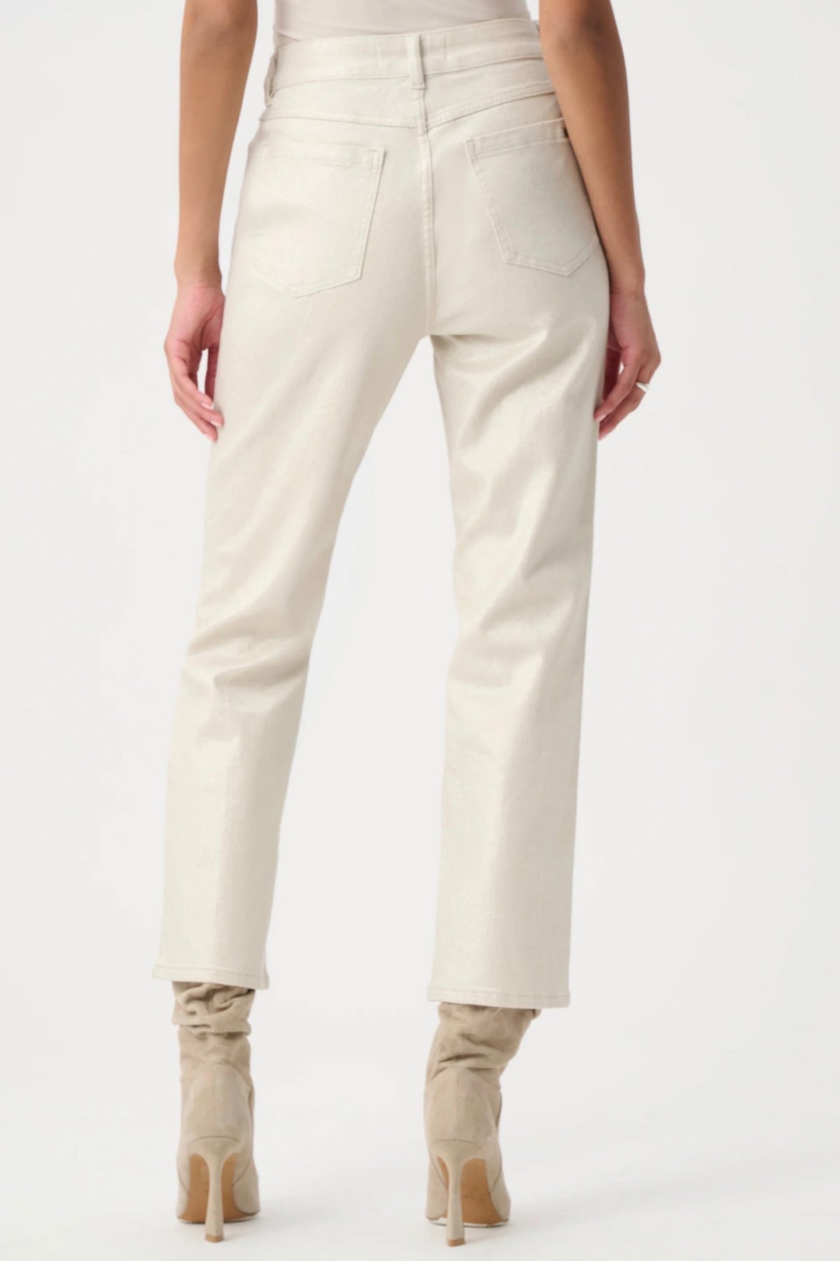 Joseph Ribkoff Classic Straight Leg Metallic Jeans Champagne 264913