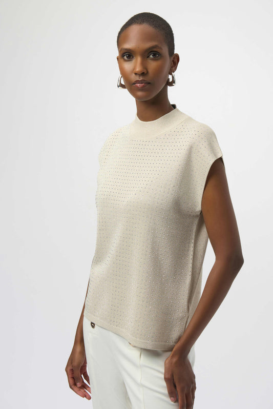 Joseph Ribkoff Sweater Knit Sleeveless Pullover with Iron-On Detail 254935