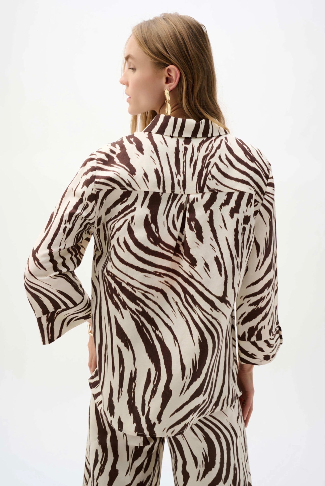 Joseph Ribkoff Linen Blend Animal Print A-Line Blouse 262943