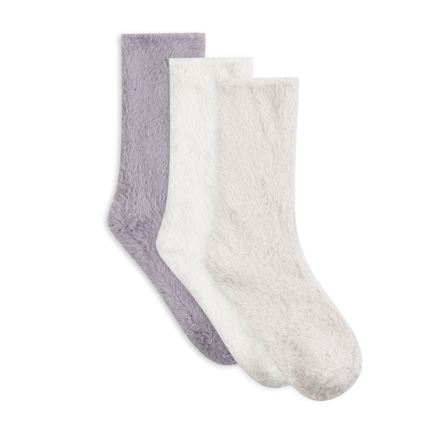 Lemon 3Pk Fur Cozy Crew Socks Orchid