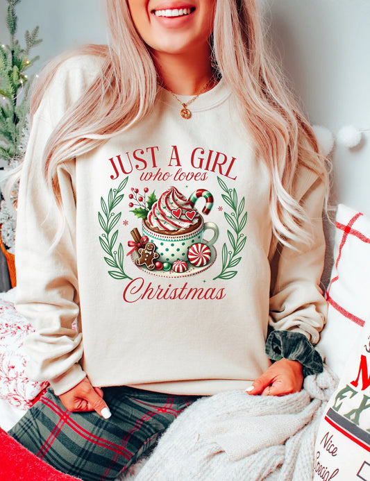 Blonde Ambition Just A Girl Who Loves Christmas Crewneck