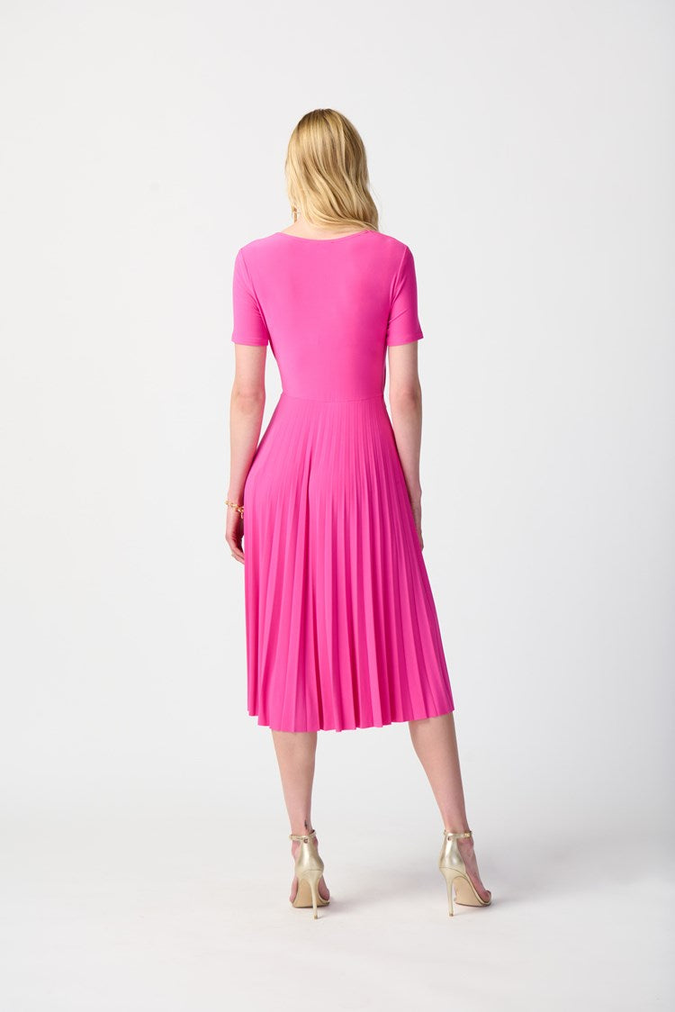 Joseph Ribkoff Silky Knit Pleated Wrap Dress Ultra Pink 241013