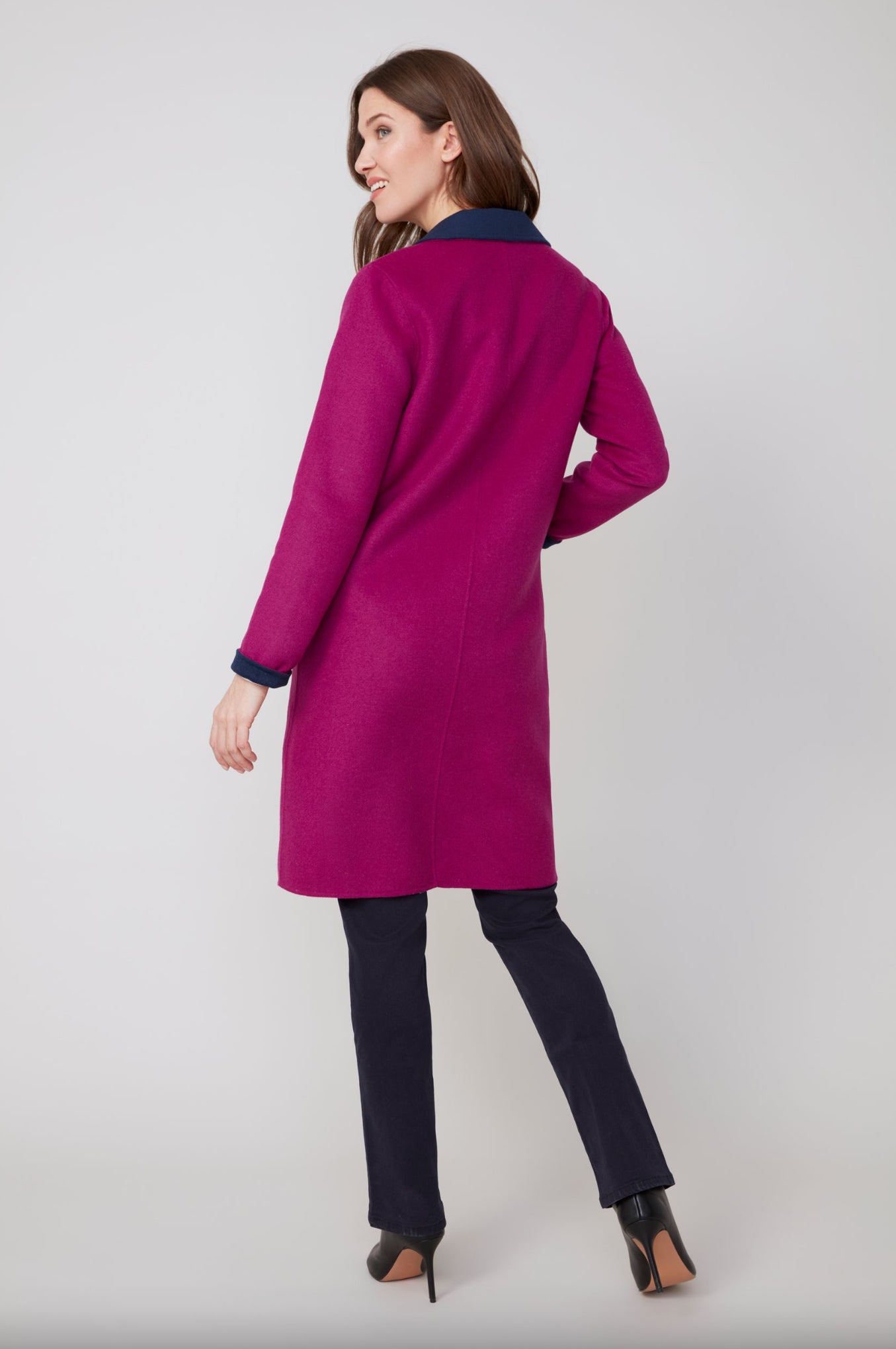 Renuar Reversible Long Wool Coat Mulberry/Navy