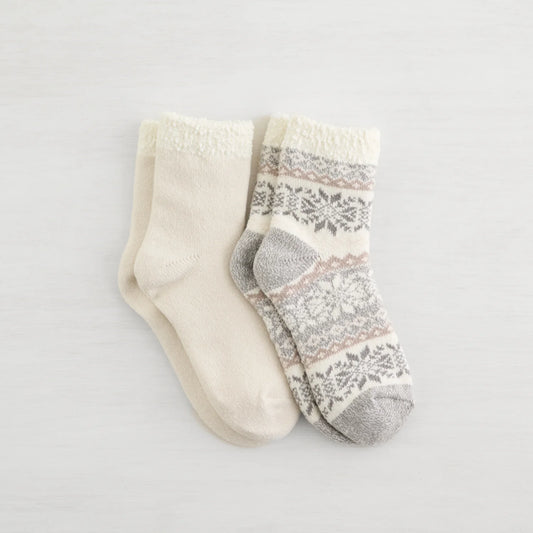 Lemon Snow Day Double Layer Crew Socks - 2PK