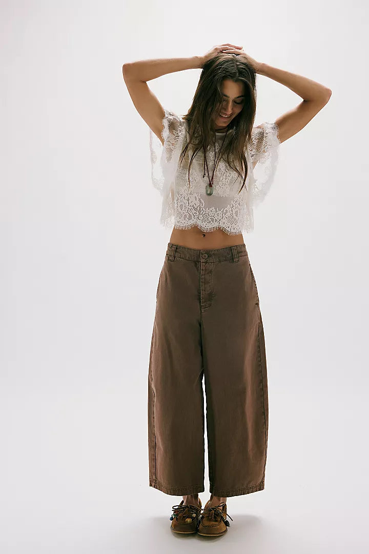 Free People Lay Down Chino Trousers Brownie