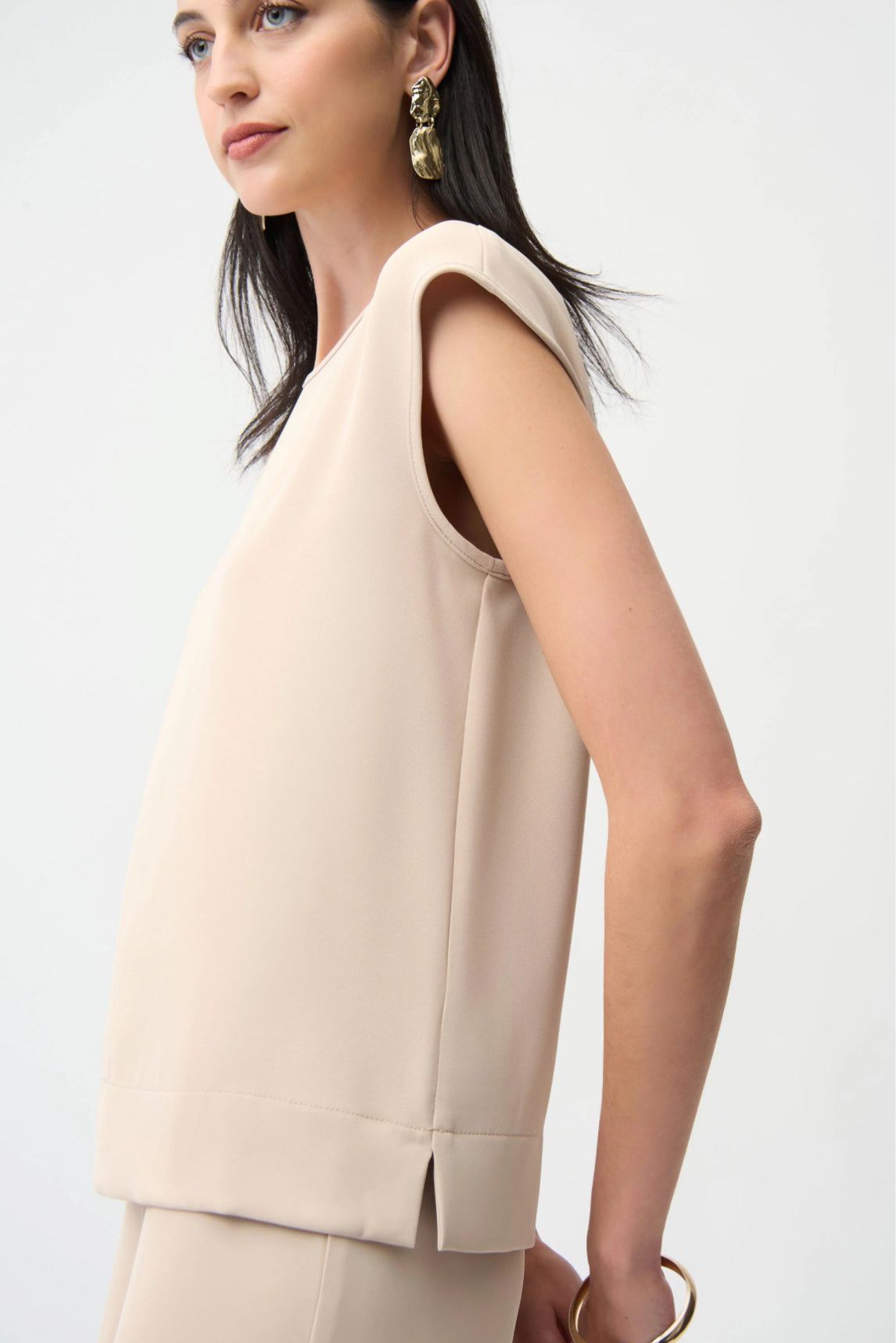 Joseph Ribkoff Woven Twill Boxy Top With Side Slits 261122