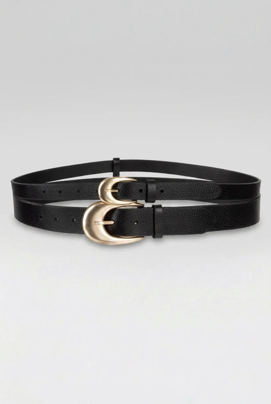 Tribal Lori Double Leather Belt Black/Gold