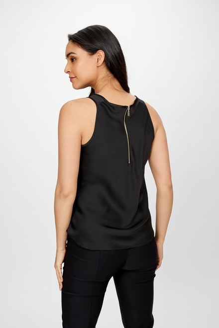 Joseph Ribkoff Satin Fit and Flare Sleeveless Top Black 241178