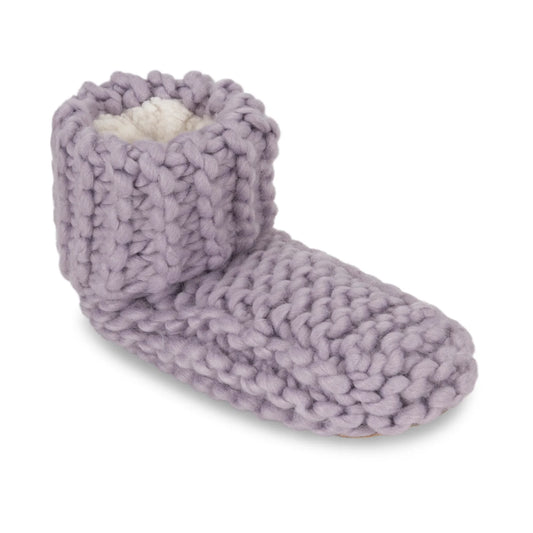 Lemon Cabin Cuffed Bootie Slippers Lavender