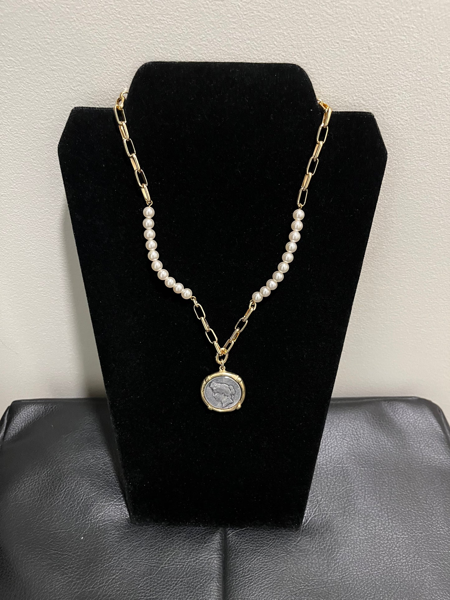 Merx Pearl/Coin Necklace