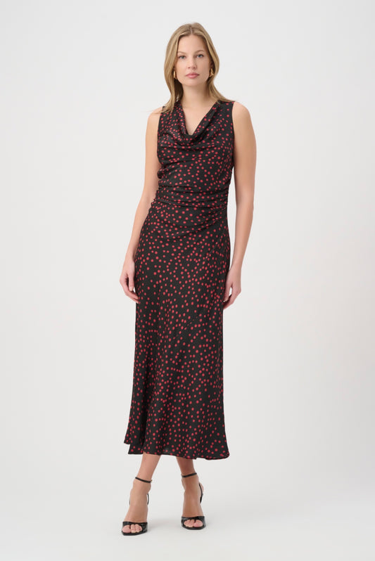 Joseph Ribkoff Polka Dot Recycled Satin A-Line Dress 264210