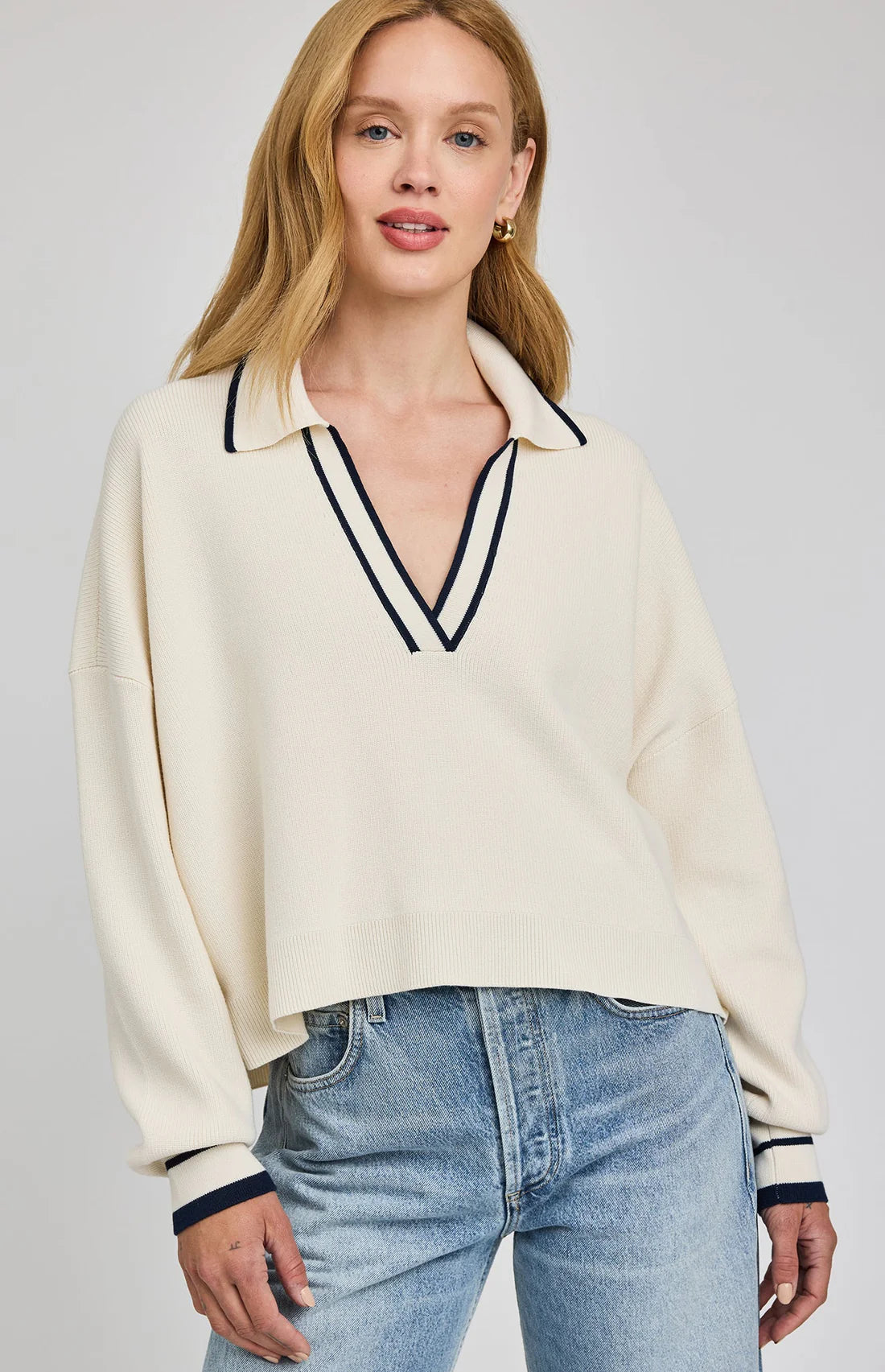 Gentle Fawn Tristan V-Neck Sweater Cream