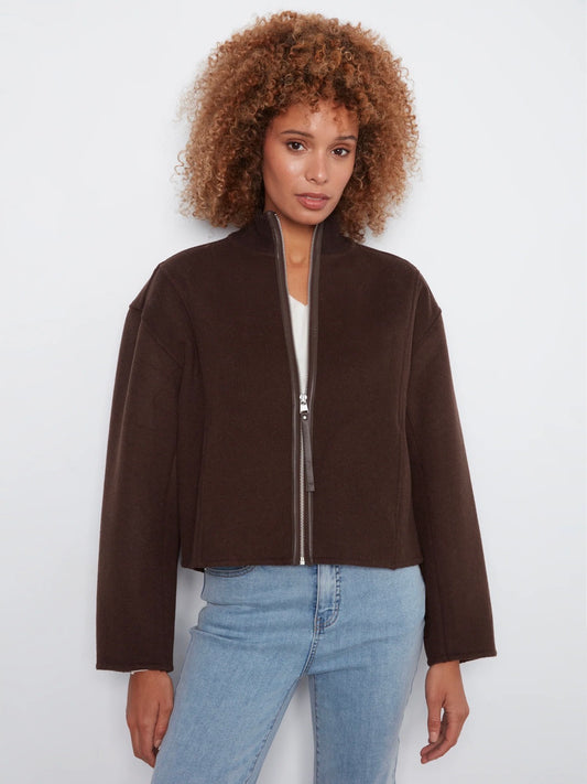 Charlie B Wool Bomber Jacket Coffee