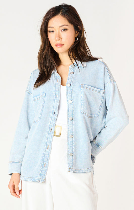 Dex Button Up Top Washed Blue