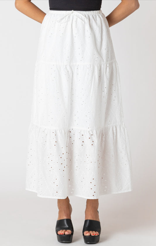 Room 34 Embroidered Eyelet Maxi Skirt