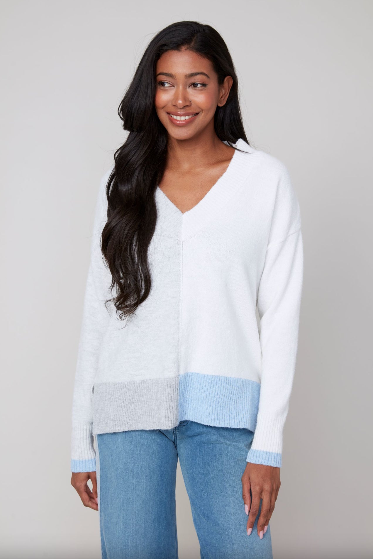 Renuar V-Neck Sweater Bluebell