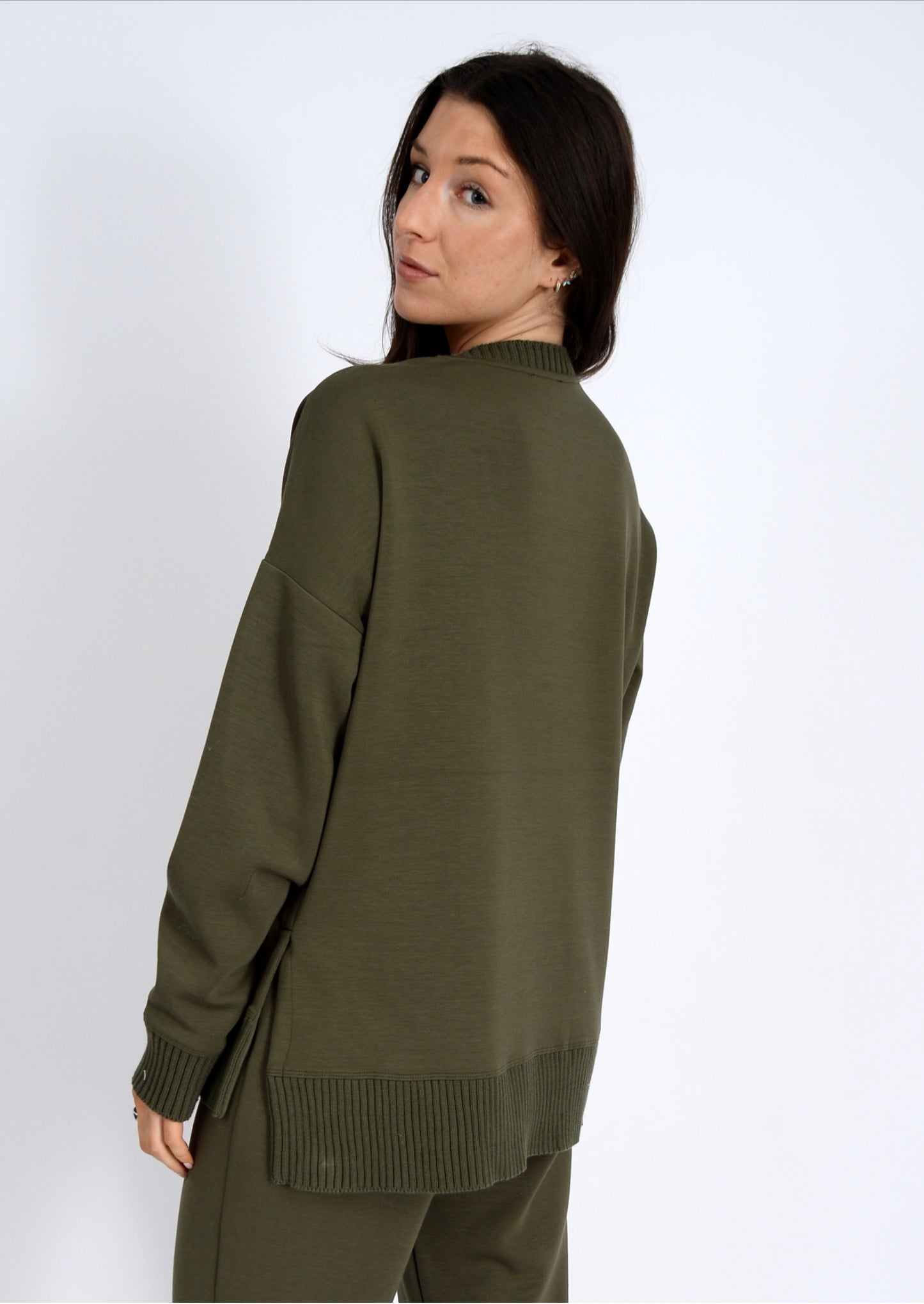 RD Style Vixie V-Neck Soft Knit Top Olive