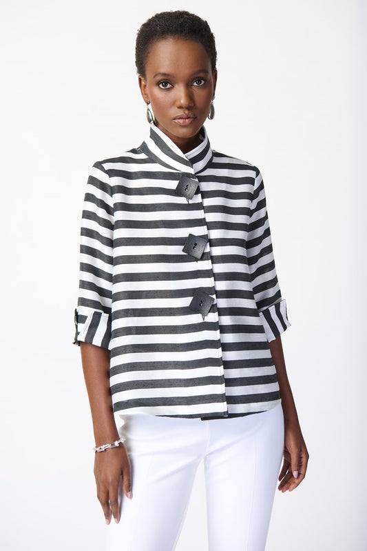 Joseph Ribkoff Striped Jacquard Trapeze Jacket Top 241253