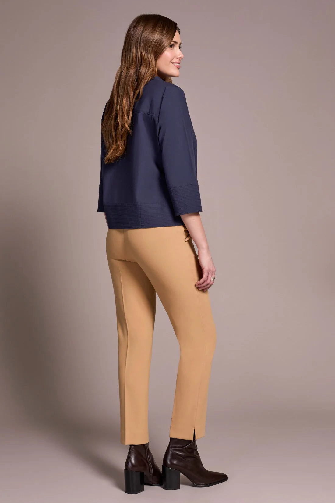 Tribal Poplin 3/4 Sleeve Button Front Shirt Sapphire