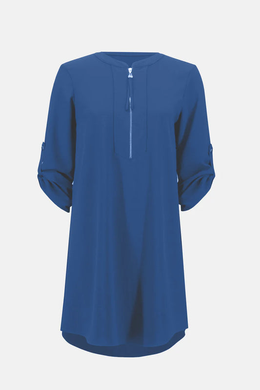 Joseph Ribkoff Mandarin Collar Straight Dress French Blue
