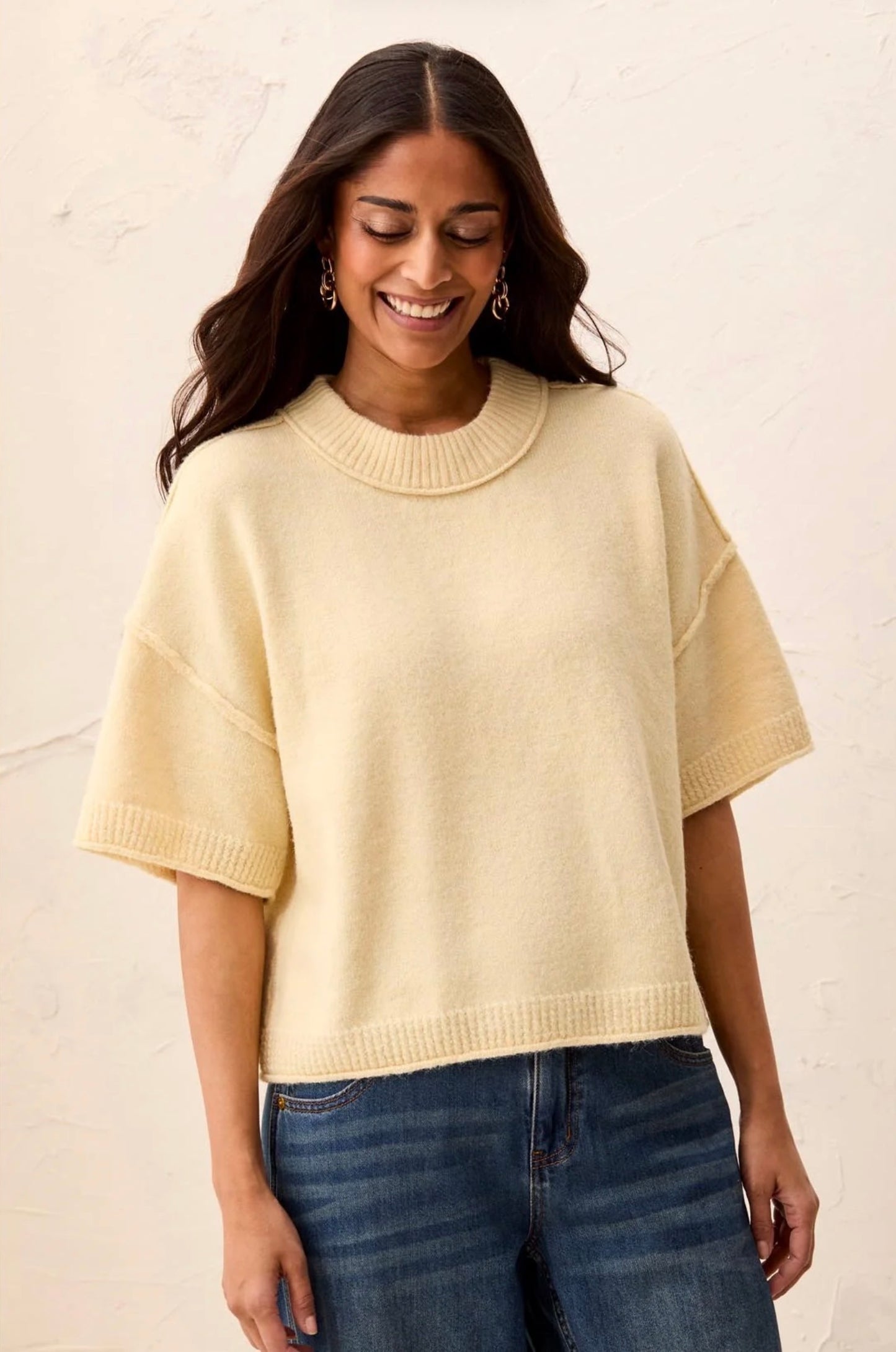 Tribal Elbow Sleeve Crewneck Sweater Chantilly