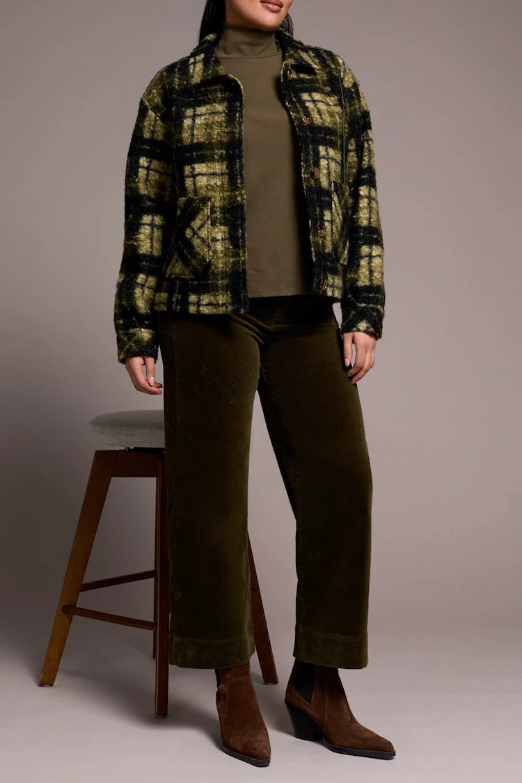 Tribal Green Plaid Wool Shacket