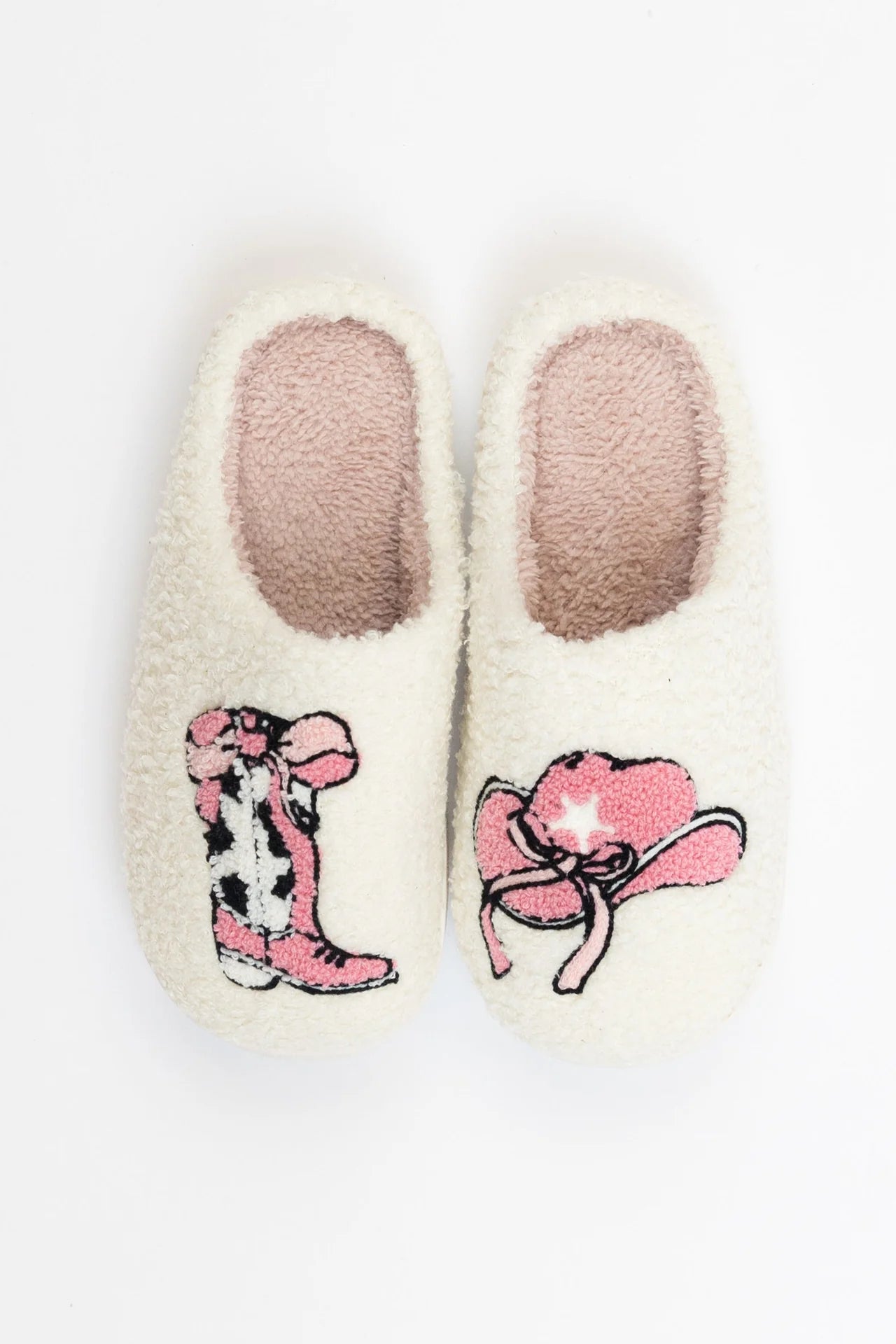 Lyla & Luxe Printed Sherpa Slides Cowboy
