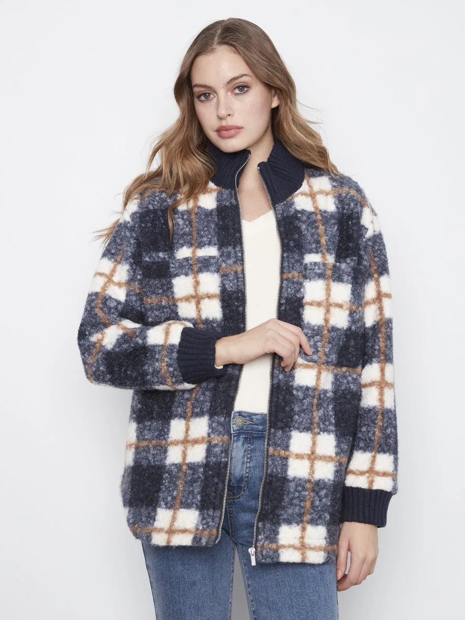 Charlie B Plaid Zip Up Jacket