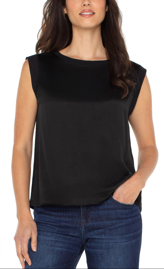 Liverpool Sleeveless Woven Top Black