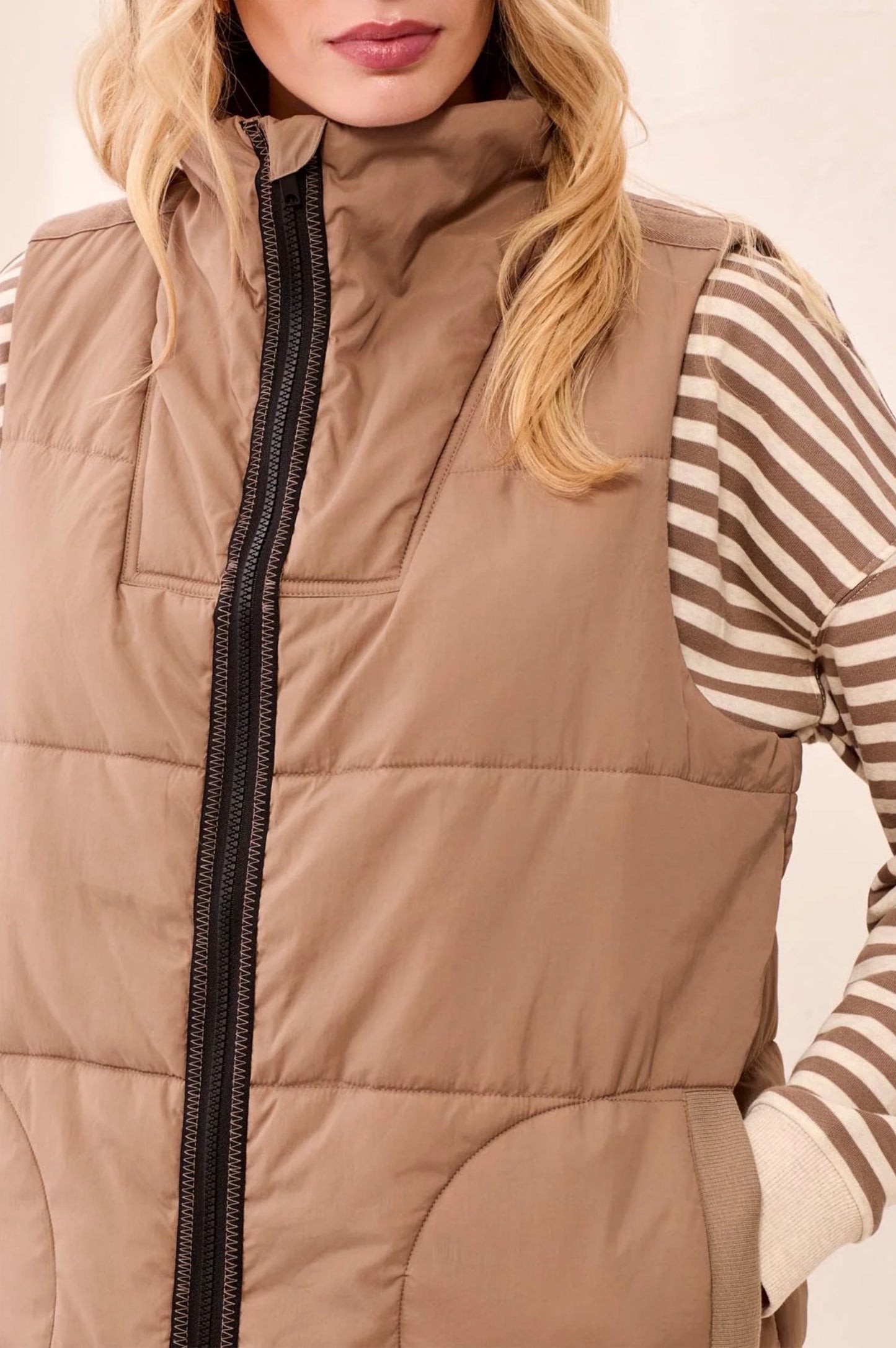 Tribal Quilted Puffer Vest Fossil