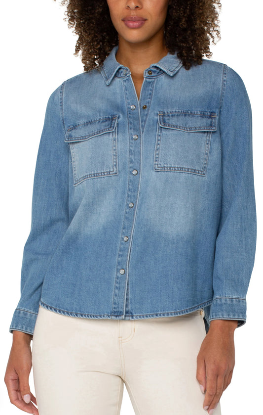 Liverpool Denim Button Down Shirt