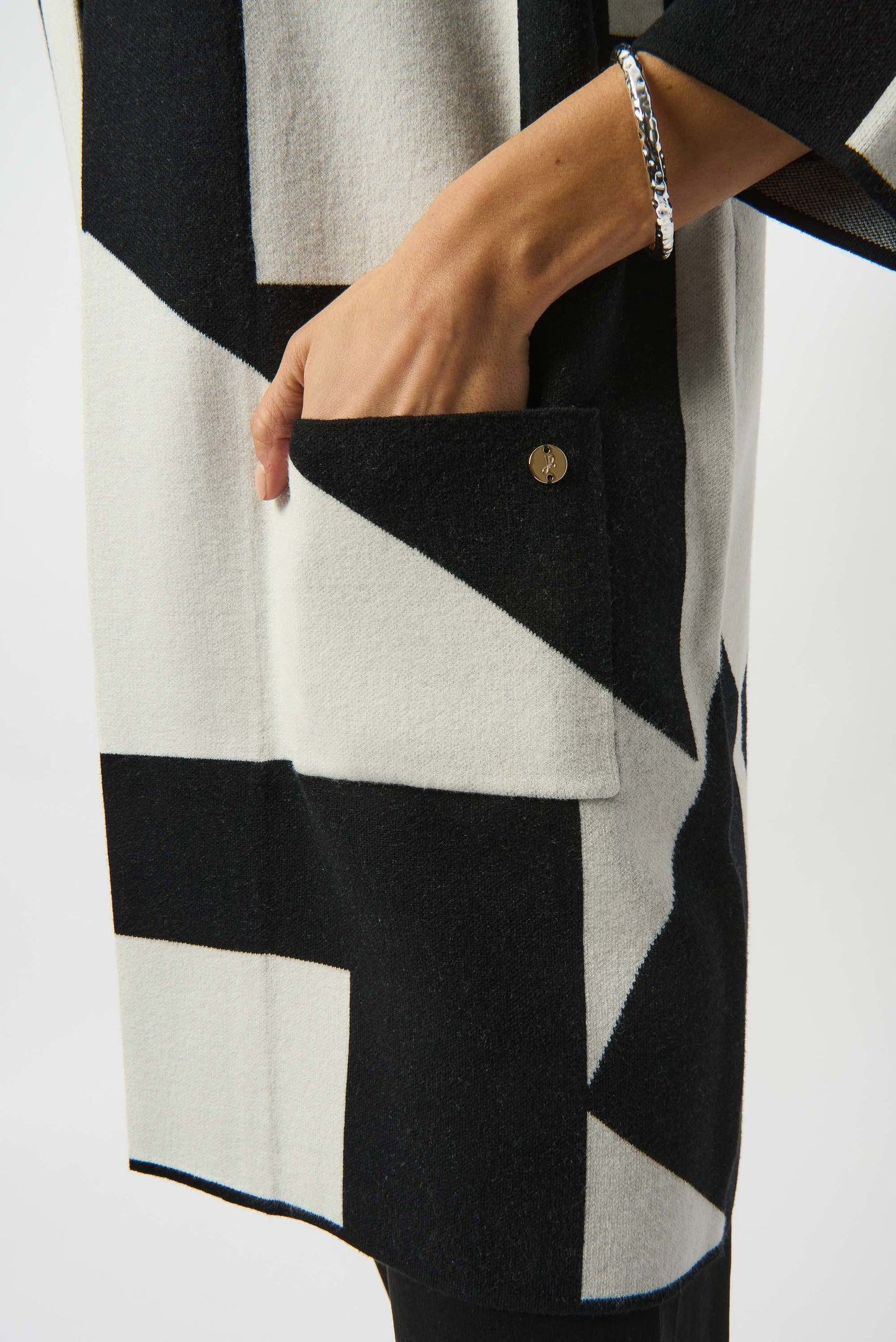 Joseph Ribkoff Jacquard Sweater Knit Colour-Block Cover-Up Coat 253901