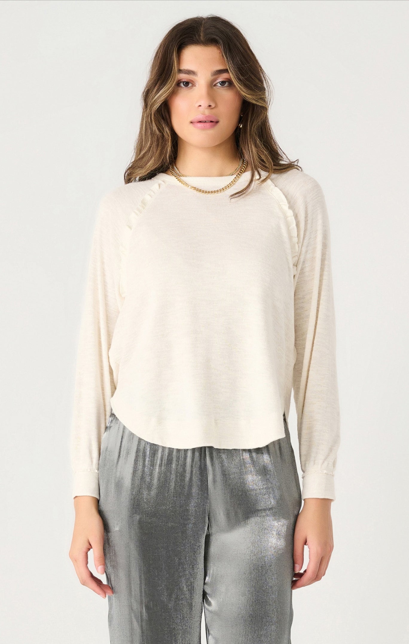 Dex Ruffle Trim Top Cream