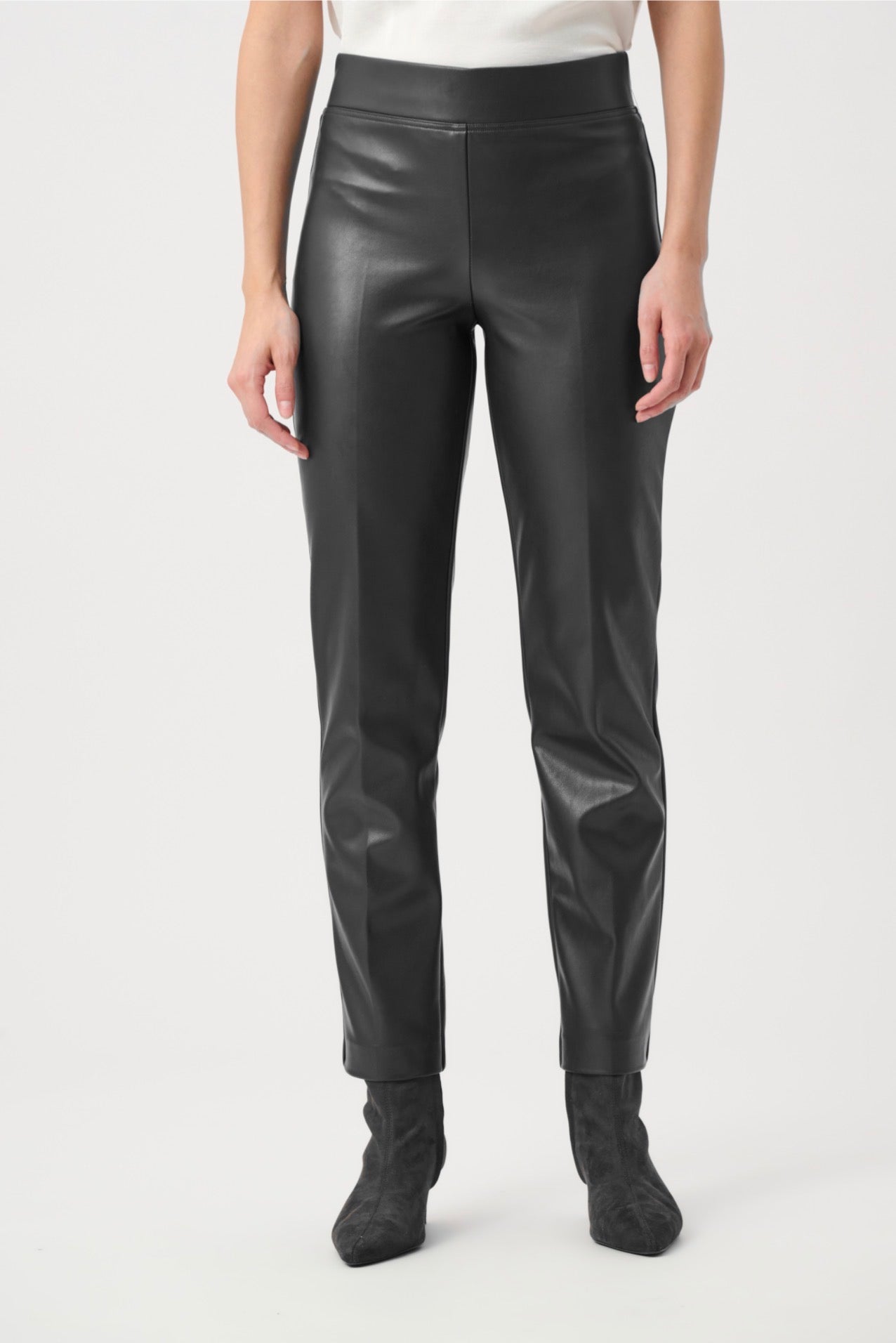 Joseph Ribkoff Bonded Leatherette Straight Pull-On Pants Black 263232