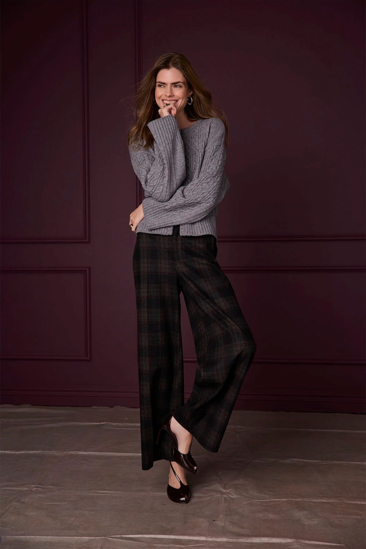 Wit & Wisdom Whitney Skyrise Wide Leg Plaid Pants