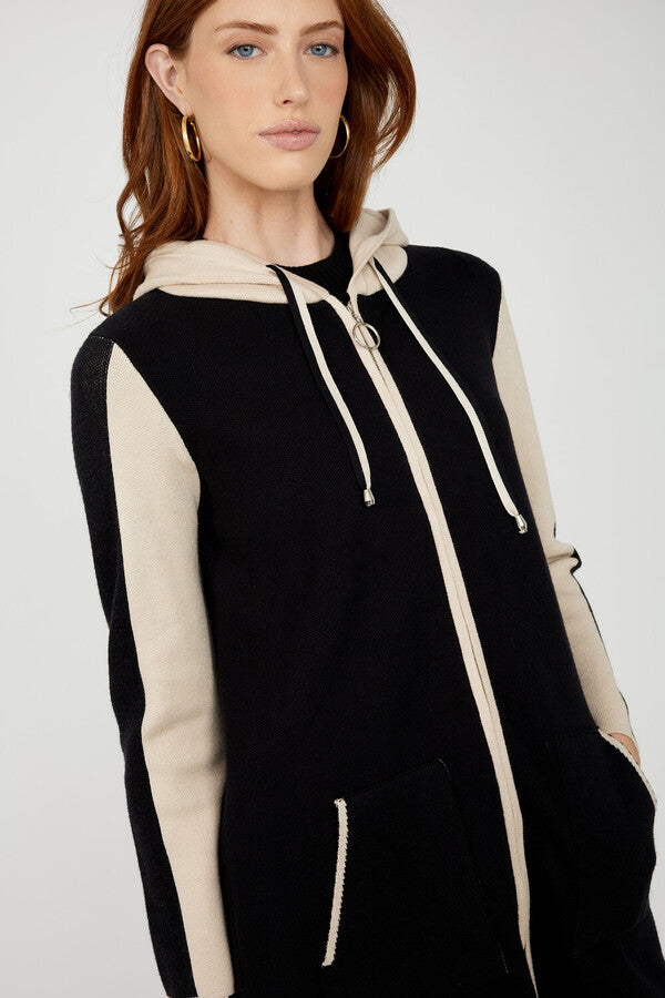 Frank Lyman Casual Hooded Zipper Top 254915