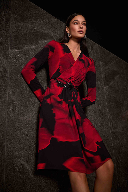 Silky Knit Abstract Print Wrap Dress
254088