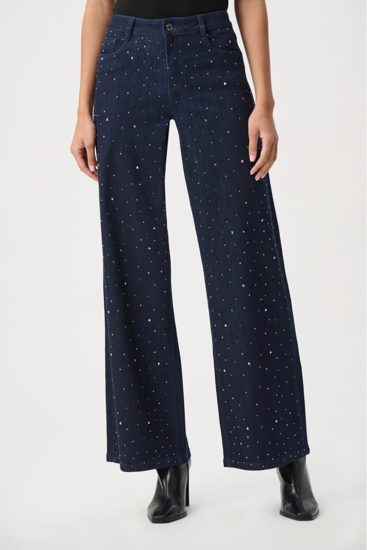 Joseph Ribkoff Classic Rhinestone Wide-Leg Jeans 254921W26