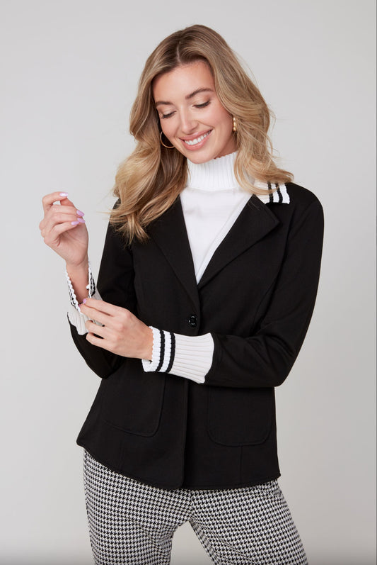Renuar Knit Trim Blazer Black