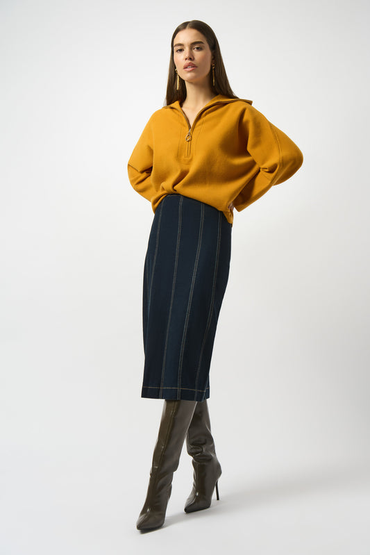 Joseph Ribkoff Stretch Denim Panelled Pencil Skirt 253996