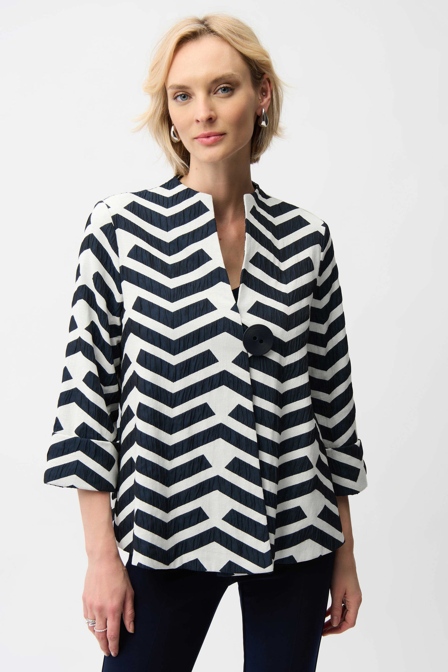 Geometric Jacquard Trapeze Jacket