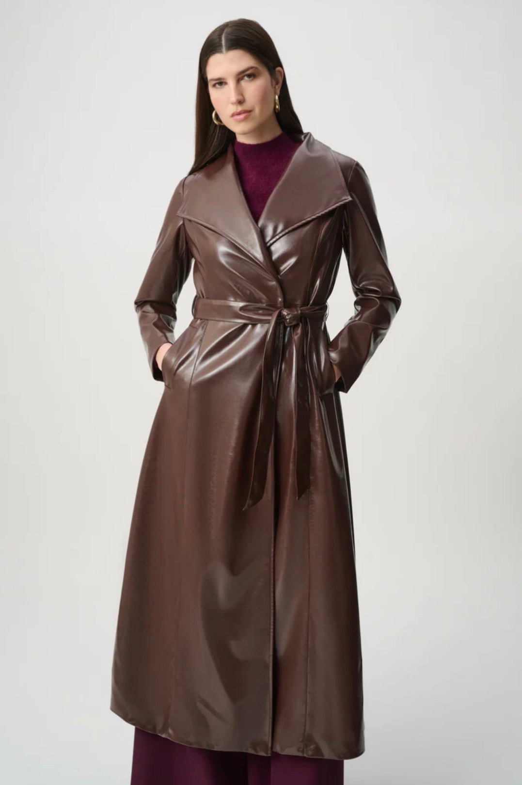 Joseph Ribkoff Edit 57 Leatherette Trench Coat